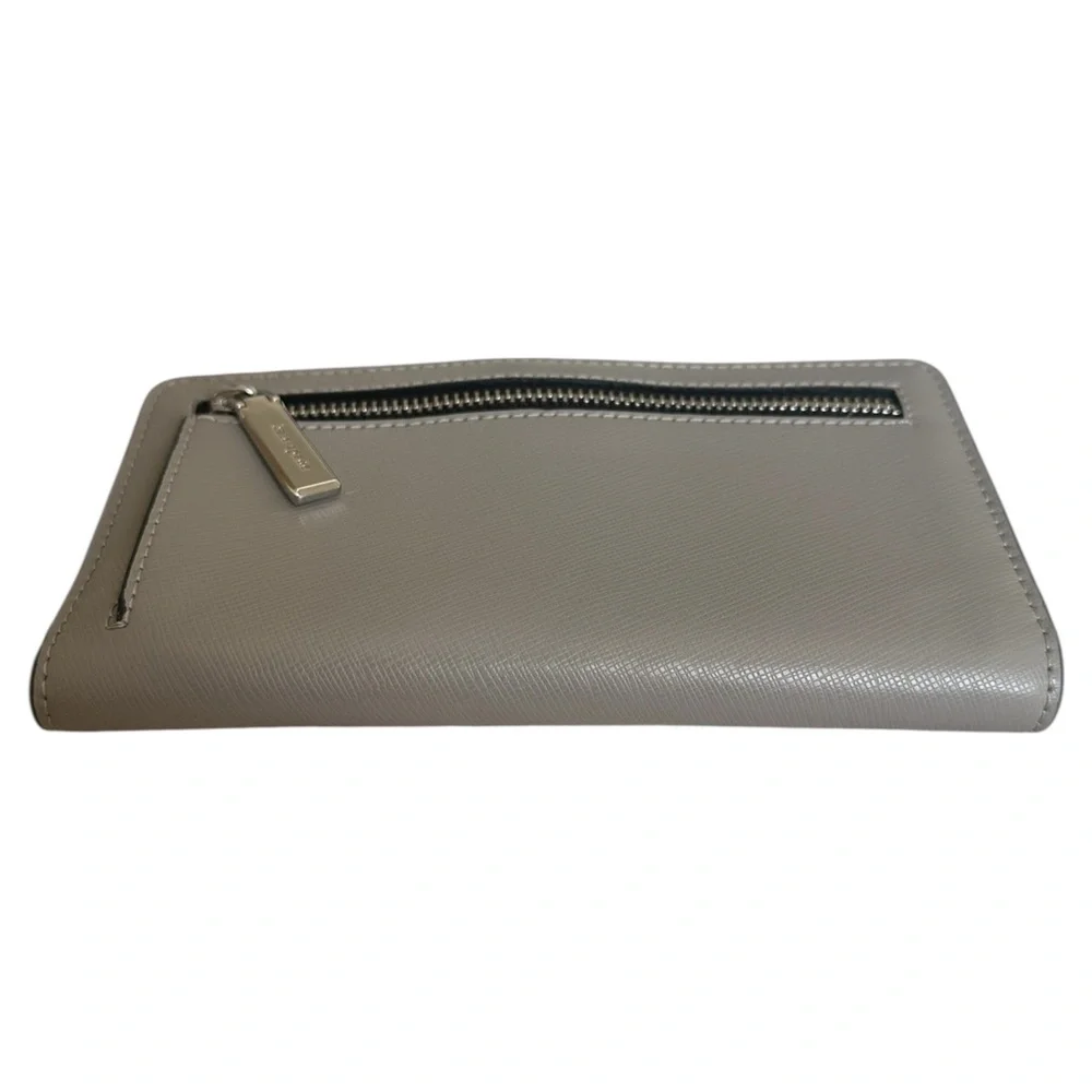 Kate Spade New York | Large Slim Bifold Leather Wallet in Nimbus Grey | NWT NEW